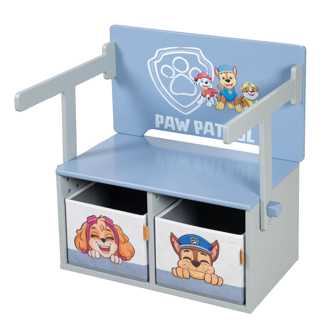Banco plegable 'Paw Patrol' + Cajas de lona - Convertible en escritorio escolar