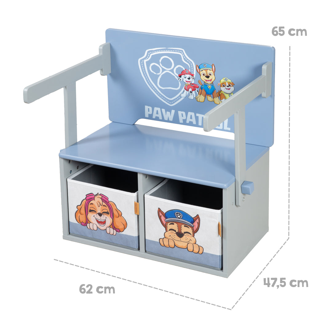 Banco plegable 'Paw Patrol' + Cajas de lona - Convertible en escritorio escolar