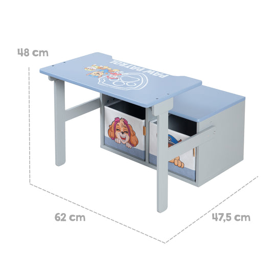 Banco plegable 'Paw Patrol' + Cajas de lona - Convertible en escritorio escolar