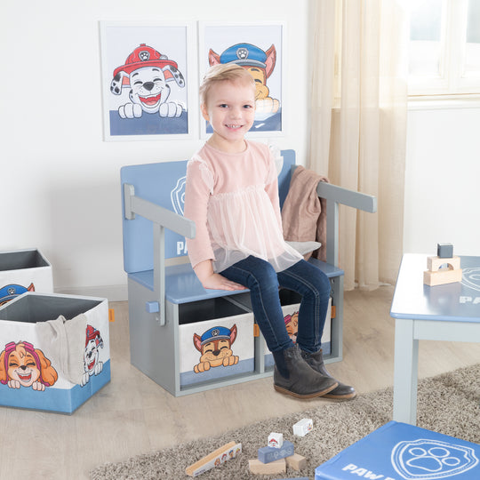 Banco plegable 'Paw Patrol' + Cajas de lona - Convertible en escritorio escolar