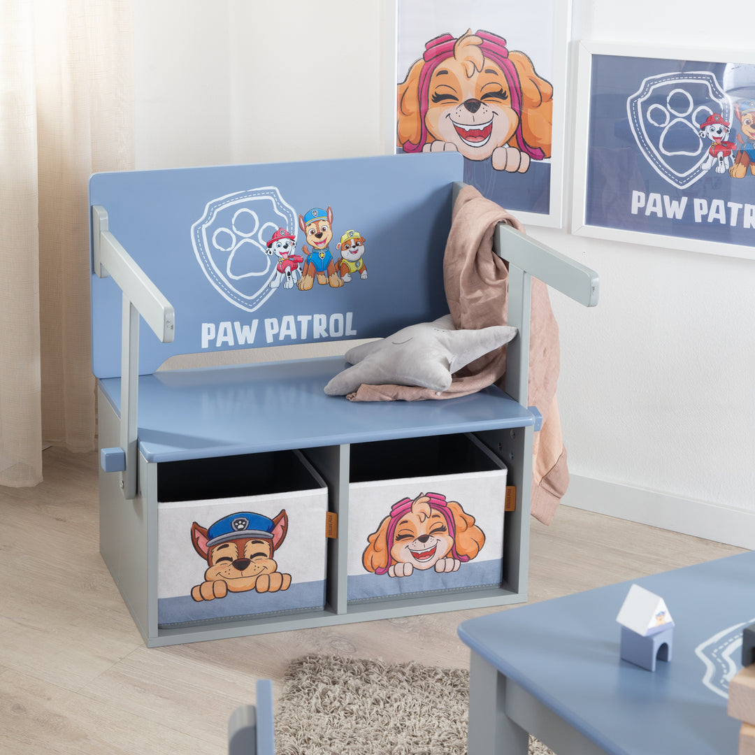 Banco plegable 'Paw Patrol' + Cajas de lona - Convertible en escritorio escolar