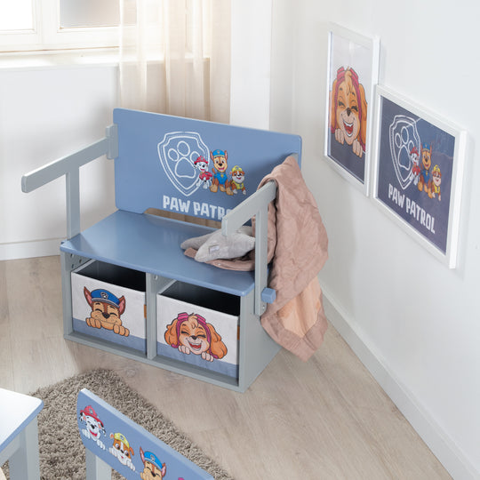 Banco plegable 'Paw Patrol' + Cajas de lona - Convertible en escritorio escolar