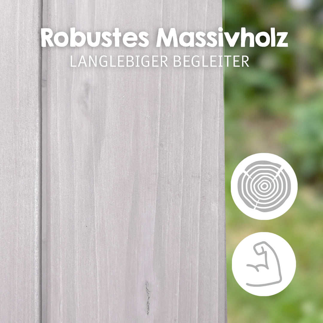 Conjunto de asientos infantiles «Play» con bandejas de juego, de madera maciza resistente a la intemperie - Gris