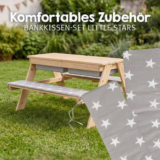 Kindersitzgarnitur 'Play' mit Spielwannen, Massivholz, Sitzgarnitur & Matschtisch - Natur