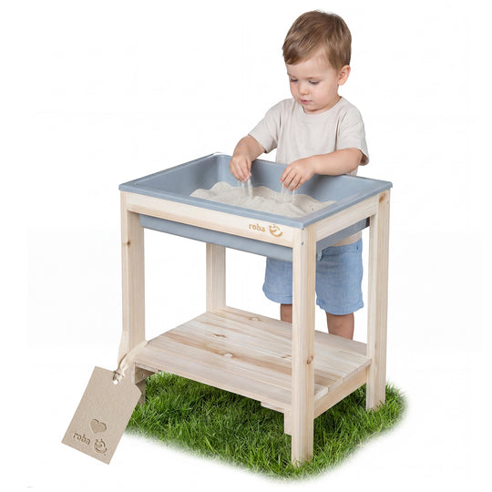 Table de jeu d'extérieur 'Tiny', table en bois massif, sable et boue - naturel