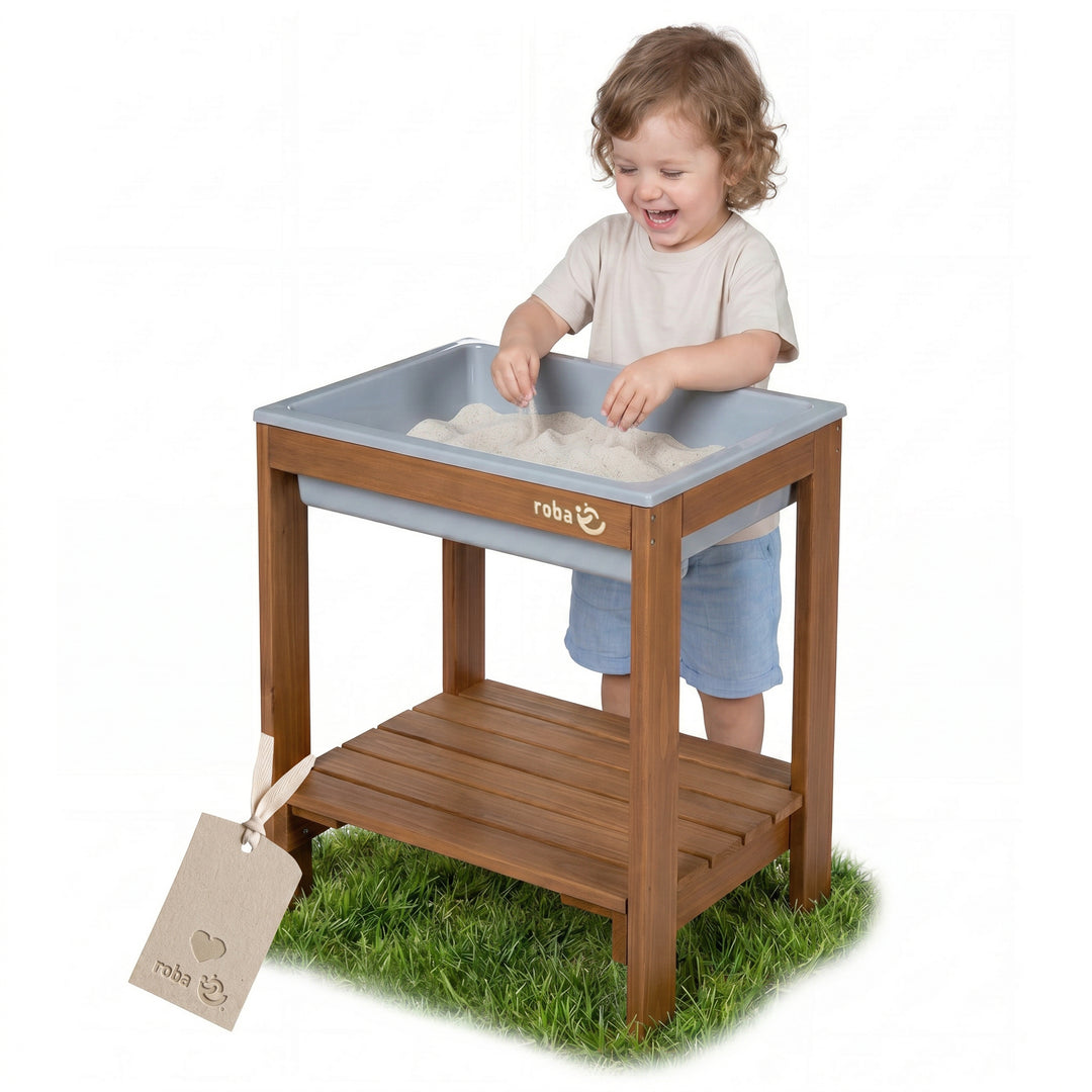 Outdoor+ Spieltisch 'Tiny', Massivholz, Sand- & Matschtisch - Teakfarben lasiert
