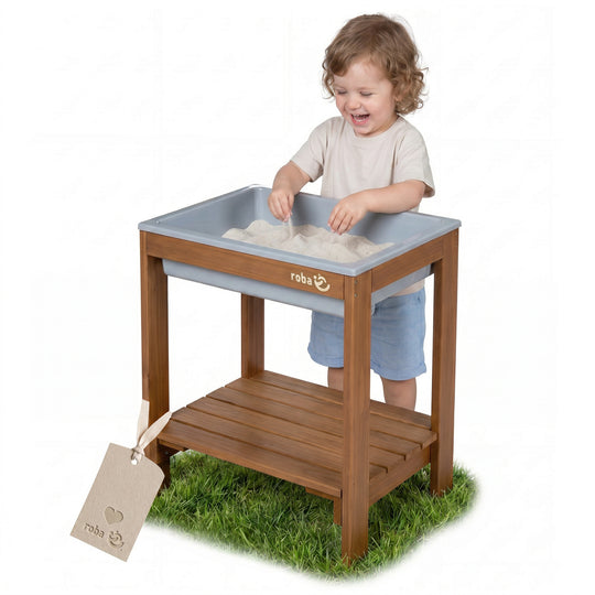 Outdoor+ Spieltisch 'Tiny', Massivholz, Sand- & Matschtisch - Teakfarben lasiert
