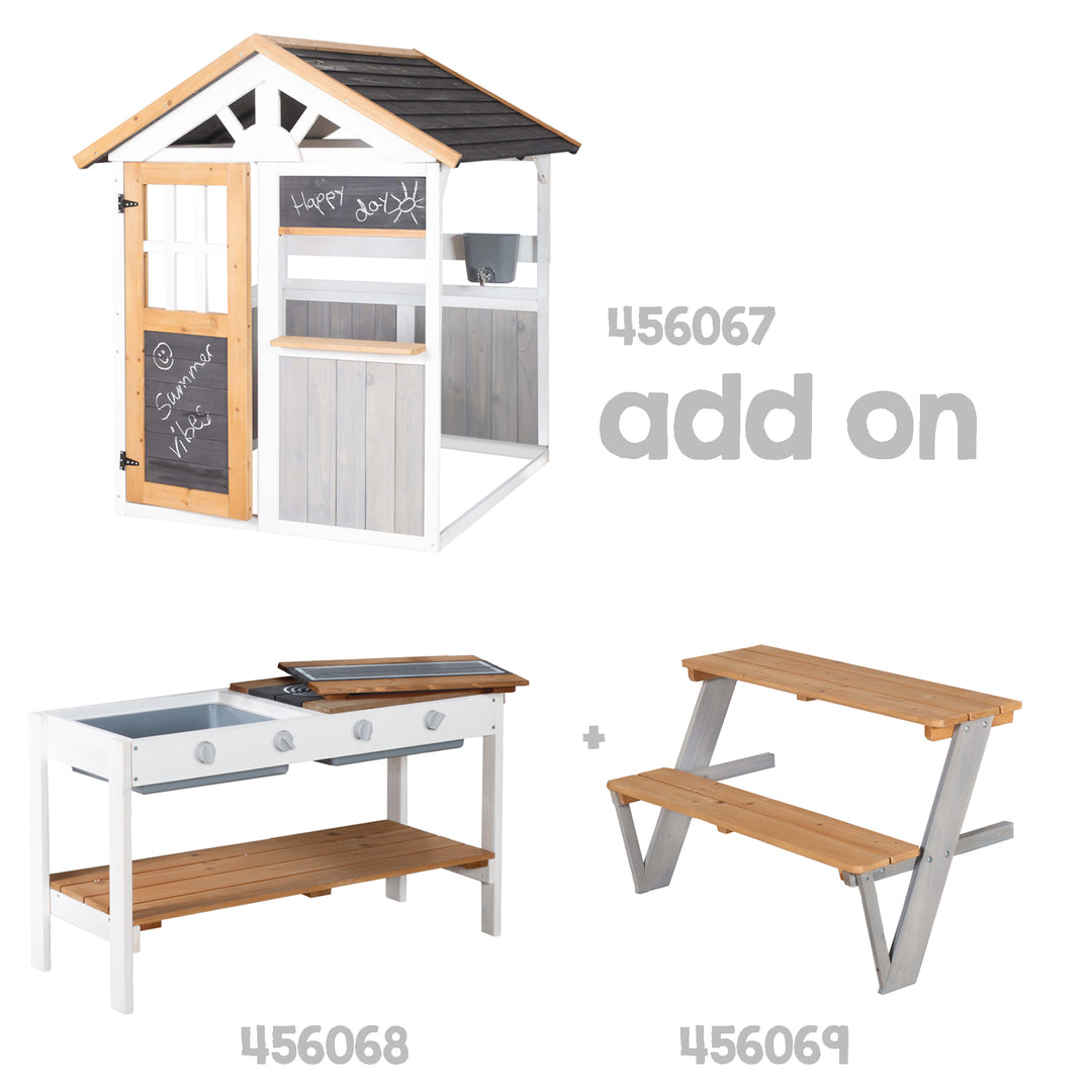Cocina para casita de juegos - Ampliación con zona de barbacoa y bandejas de juego - Multicolor