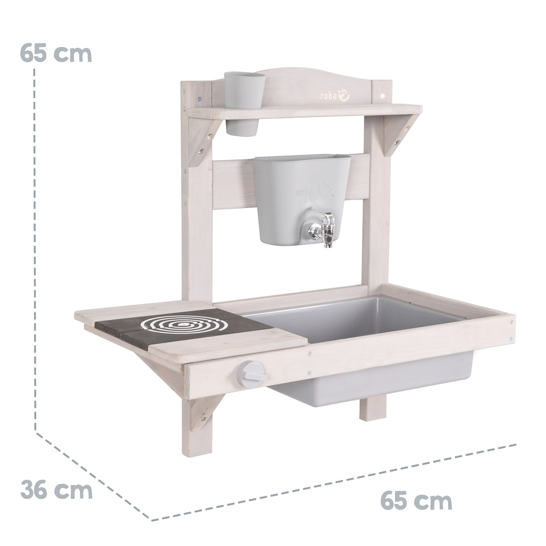 Cocina de barro para colgar con accesorios - Madera certificada FSC - Gris lacado