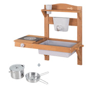 Cucina da esterno da appendere con accessori - Legno certificato FSC - Colori teak