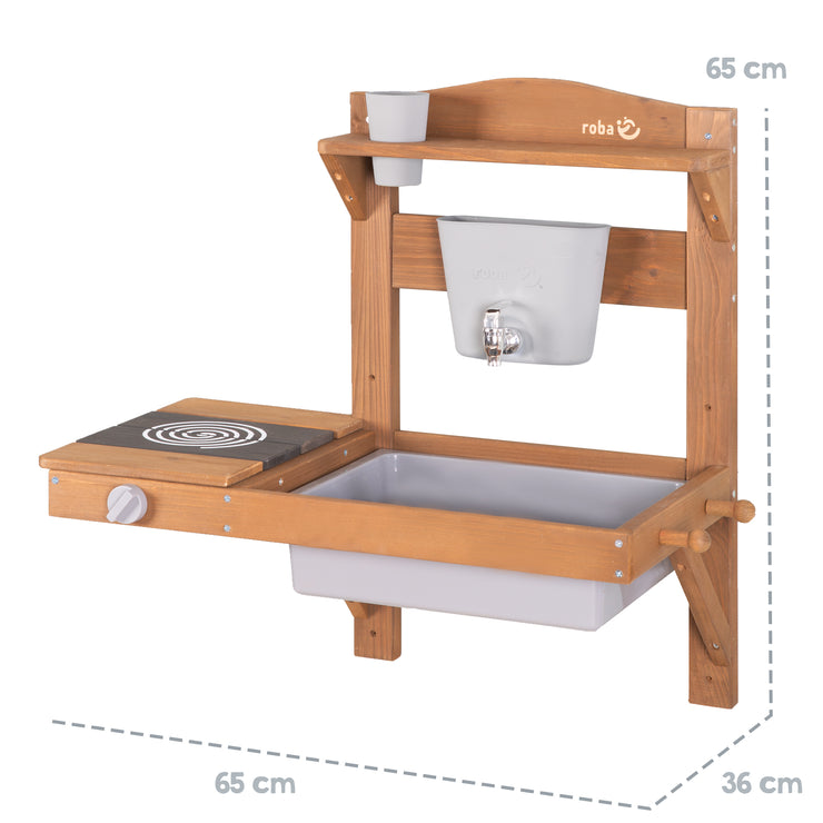 Hanging Outdoor Play Kitchen incl. Accessories - FSC-Certified Wood - Teak Colours
