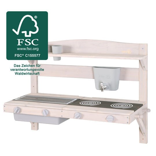 Cocina de barro y juego para colgar - Madera certificada FSC - Gris lacado