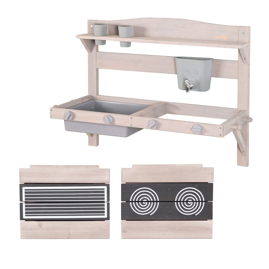 Cucina da appendere - legno certificato FSC - grigio smaltato