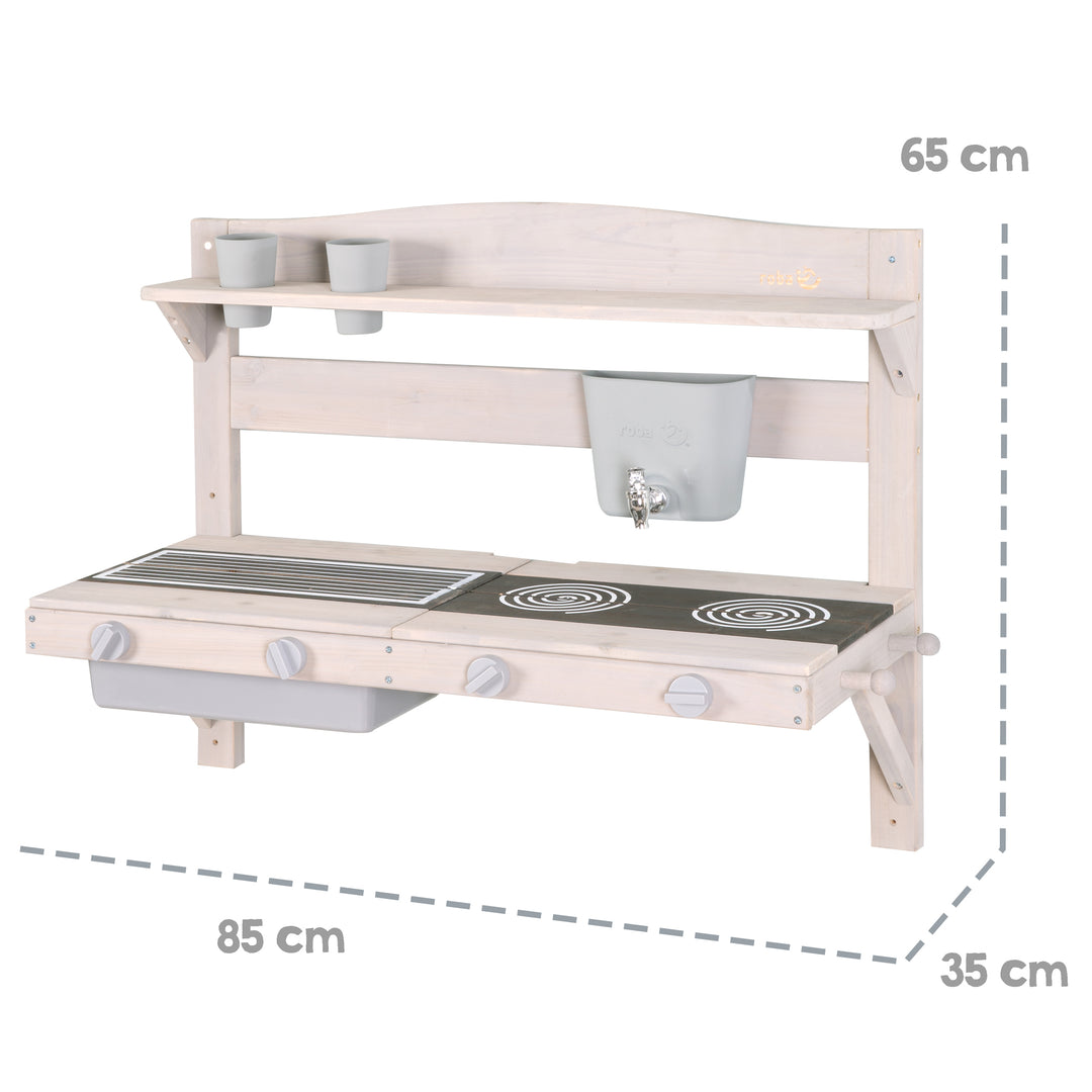 Cucina da appendere - legno certificato FSC - grigio smaltato