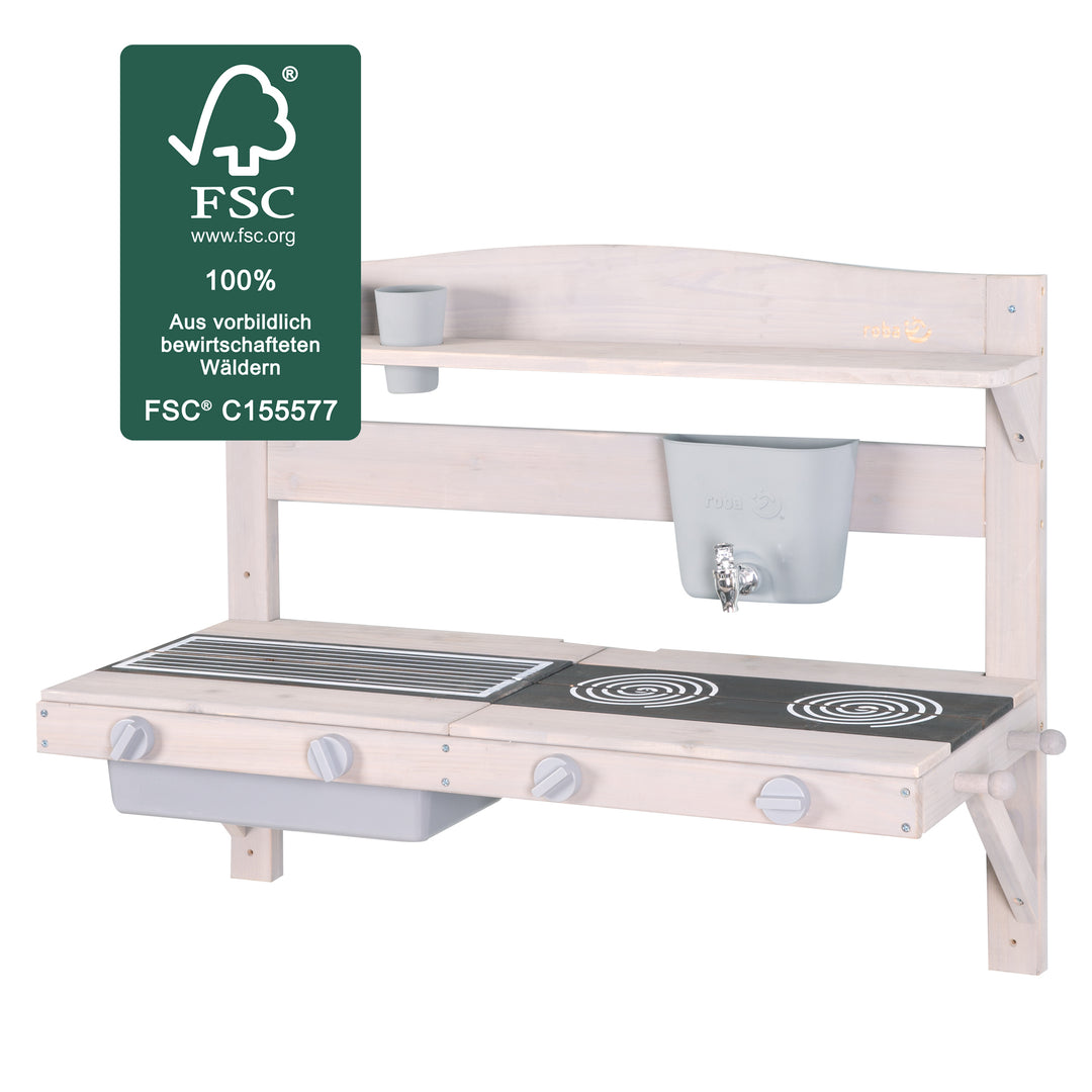 Cucina da appendere - legno certificato FSC - grigio smaltato