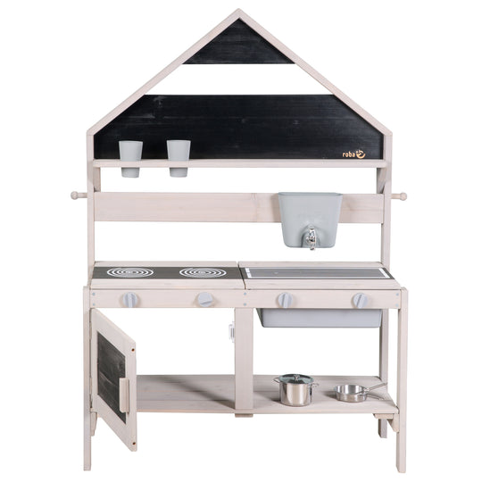 Cucina da gioco e da fango per esterni in stile casa - Legno certificato FSC - Smaltato grigio