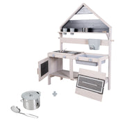 Outdoor Play & Mud Kitchen in House Design - FSC Certified Wood - Grey Varnished