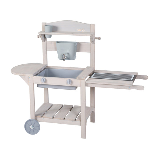 Cocina de barro móvil BBQ para niños - Madera certificada FSC - Gris lacado