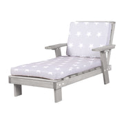 Chaise longue pour enfants d'extérieur en bois certifié FSC avec coussin d'assise - Gris lasuré