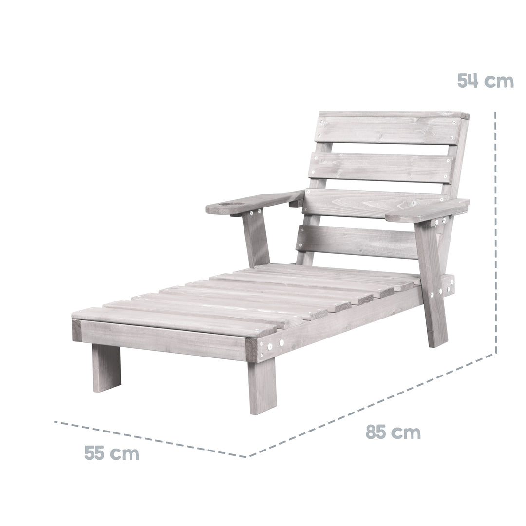 Tumbona infantil para exterior de madera certificada FSC con cojín - Gris lacado