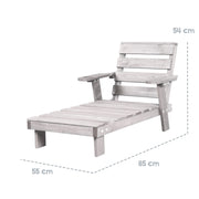 Chaise longue pour enfants d'extérieur en bois certifié FSC avec coussin d'assise - Gris lasuré