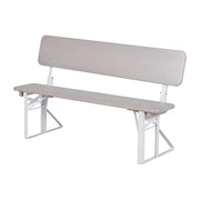 Outdoor Party Set with Backrest - 2 Benches + 1 Table - Gray Stained Wood