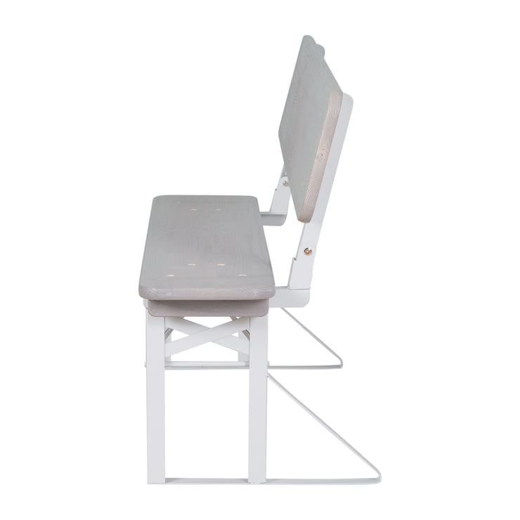 Conjunto de fiesta para exteriores con respaldo - 2 bancos + 1 mesa - Madera teñida de gris