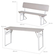 Conjunto de fiesta para exteriores con respaldo - 2 bancos + 1 mesa - Madera teñida de gris