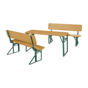 Comando per festa all'aperto con schienale - 2 panchine + 1 tavolo - teak in legno