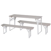 Ensemble de fête en bois pour l'extérieur - 2 bancs + 1 table pour enfants - Gris lasuré