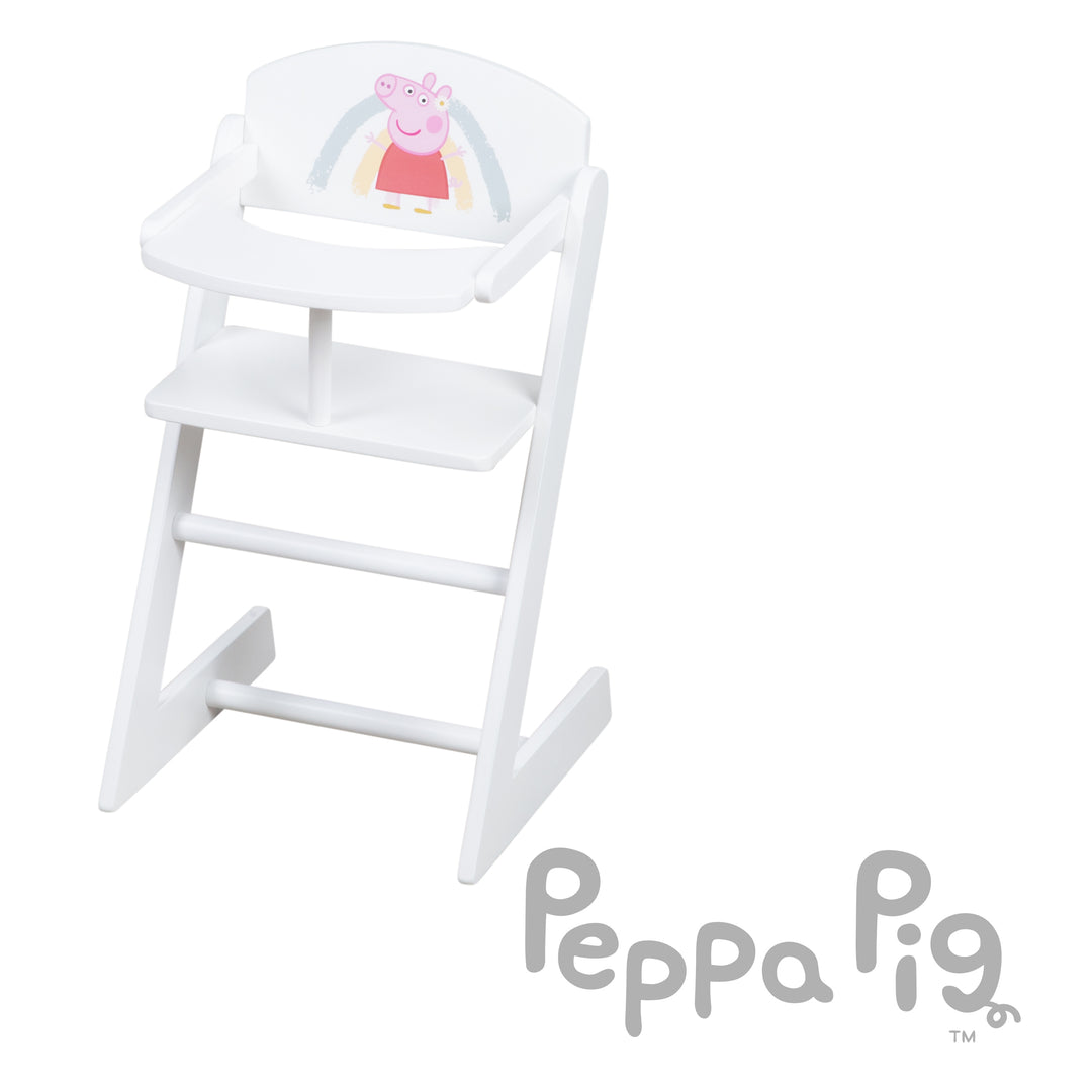 Seggiolone 'Peppa Pig' per bambole - sedia in legno laccato bianco