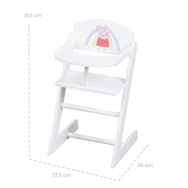 Chaise haute pour poupées 'Peppa Pig' pour poupées bébé - Chaise en bois laqué blanc