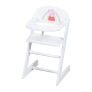 Doll High Chair 'Peppa Pig' for Baby Dolls - Chair Made of White Painted Wood