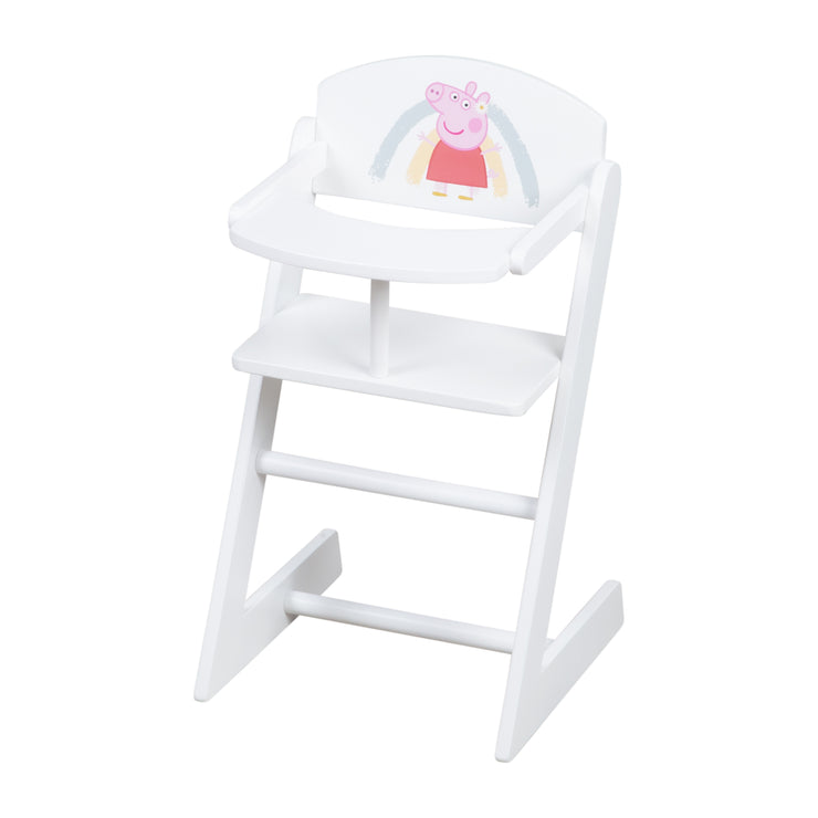 Chaise haute pour poupées 'Peppa Pig' pour poupées bébé - Chaise en bois laqué blanc