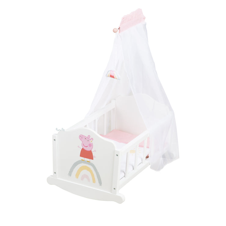 Berceau de poupée 'Peppa Pig' avec accessoires textiles - Laqué blanc