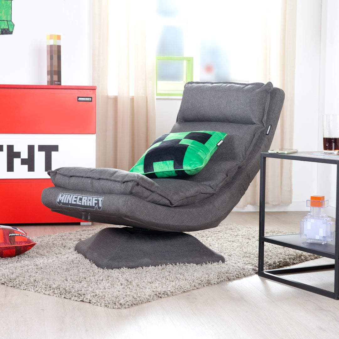 Fauteuil de jeu rembourré 'Minecraft' avec fonction pivotante - réglable - anthracite