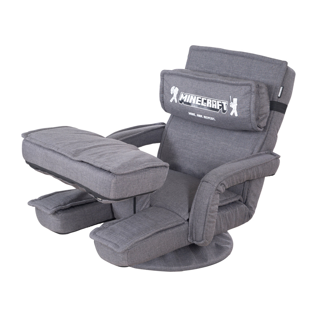 Fauteuil de jeu 'Minecraft' avec accoudoirs, repose-jambes et appui-tête - avec support clavier