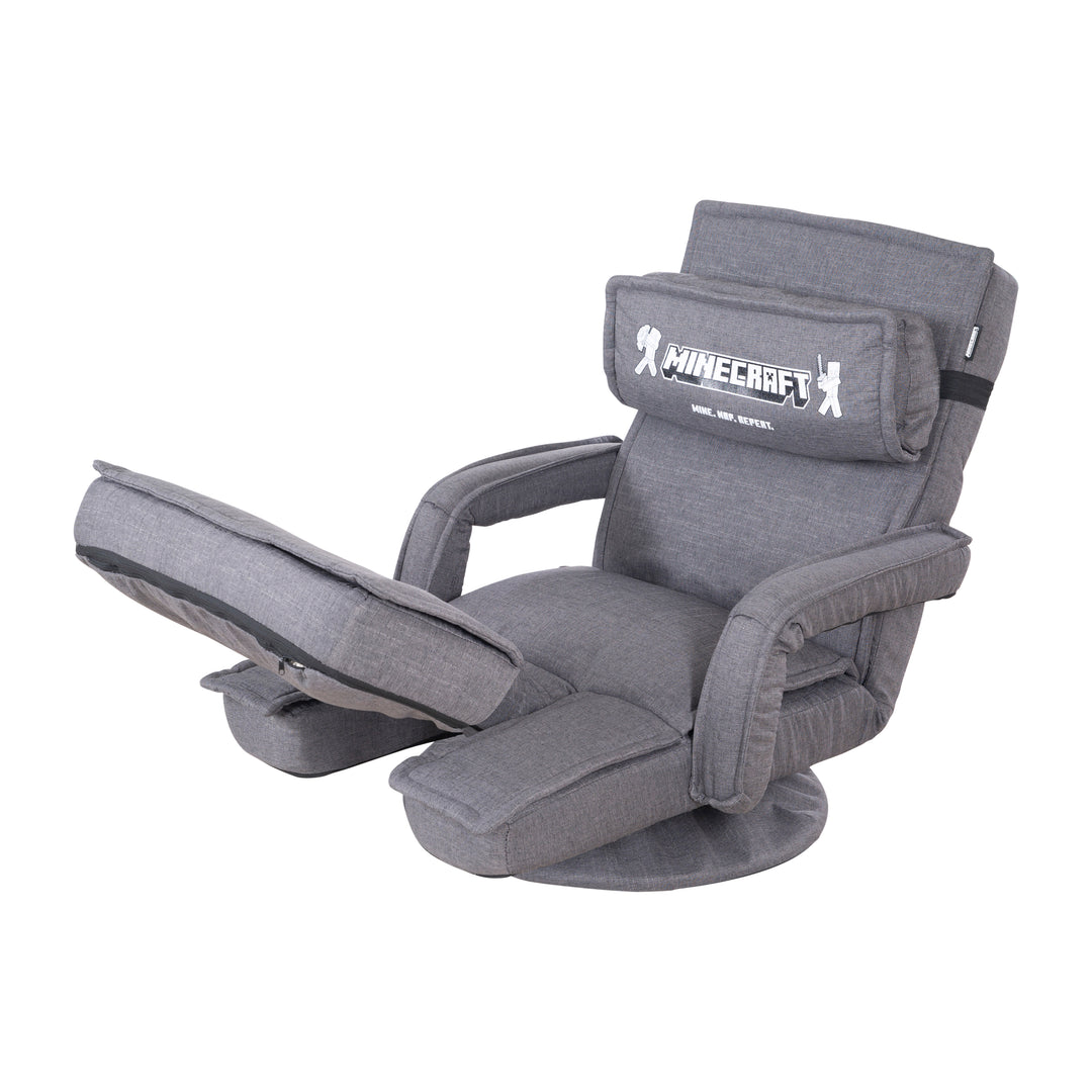 Fauteuil de jeu 'Minecraft' avec accoudoirs, repose-jambes et appui-tête - avec support clavier