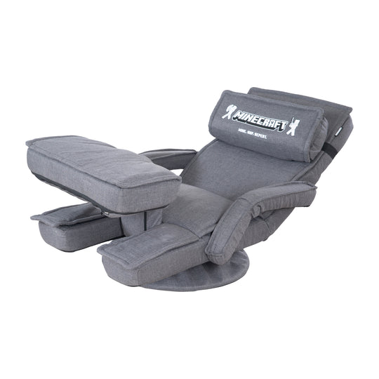 Fauteuil de jeu 'Minecraft' avec accoudoirs, repose-jambes et appui-tête - avec support clavier