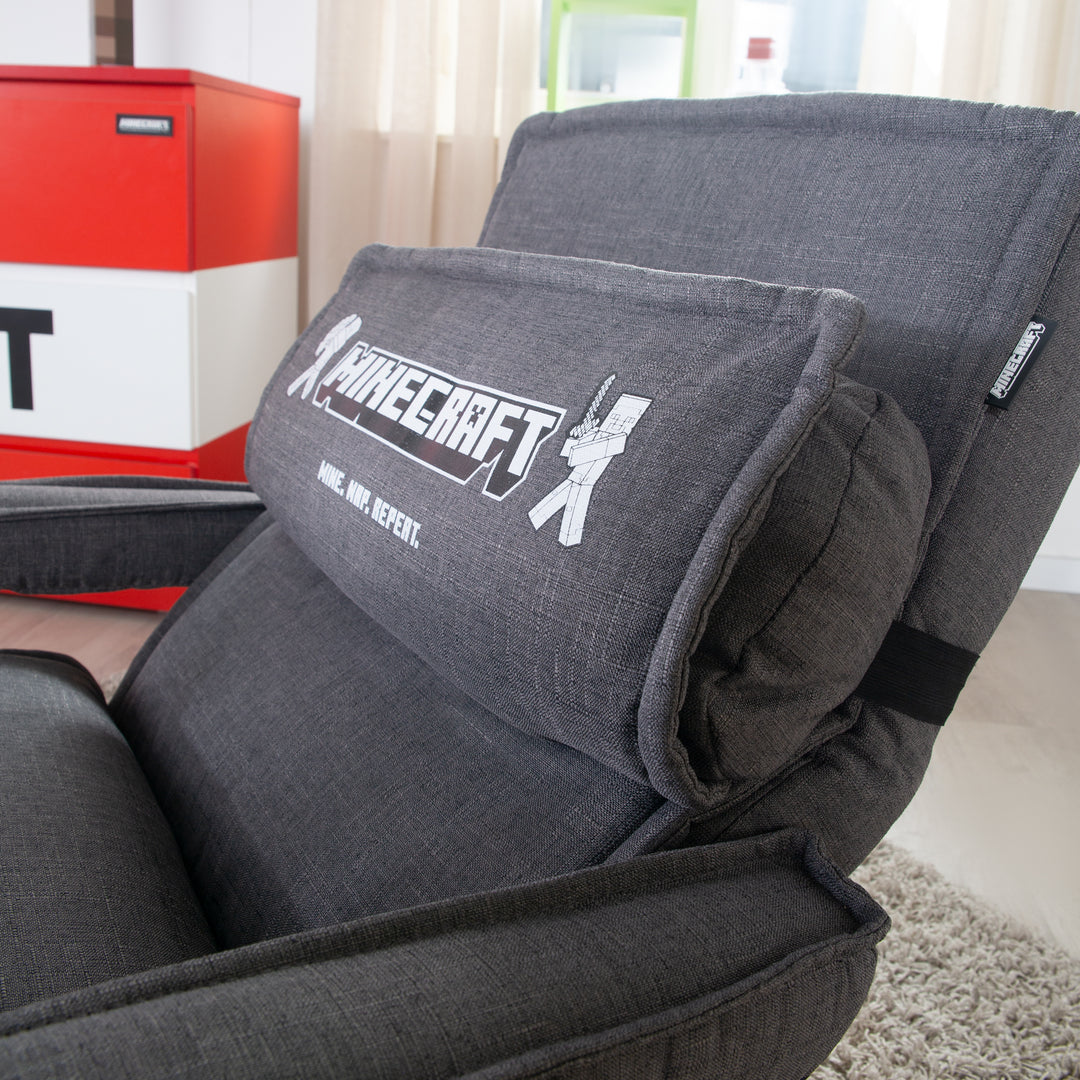 Fauteuil de jeu 'Minecraft' avec accoudoirs, repose-jambes et appui-tête - avec support clavier