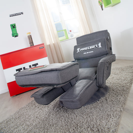 Fauteuil de jeu 'Minecraft' avec accoudoirs, repose-jambes et appui-tête - avec support clavier
