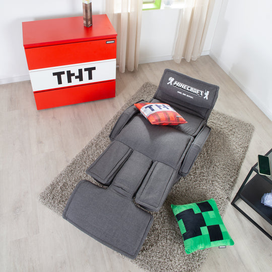 Fauteuil de jeu 'Minecraft' avec accoudoirs, repose-jambes et appui-tête - avec support clavier