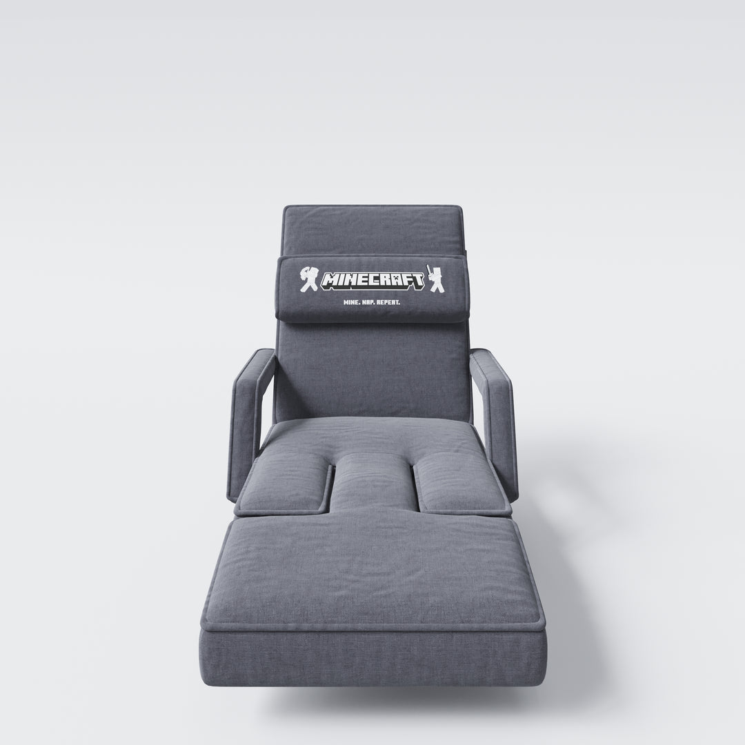 Fauteuil de jeu 'Minecraft' avec accoudoirs, repose-jambes et appui-tête - avec support clavier