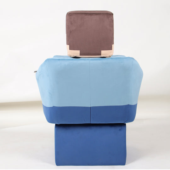Fauteuil pivotant 'Minecraft' - Design Steve avec accoudoirs et appuie-tête - Bleu / Beige