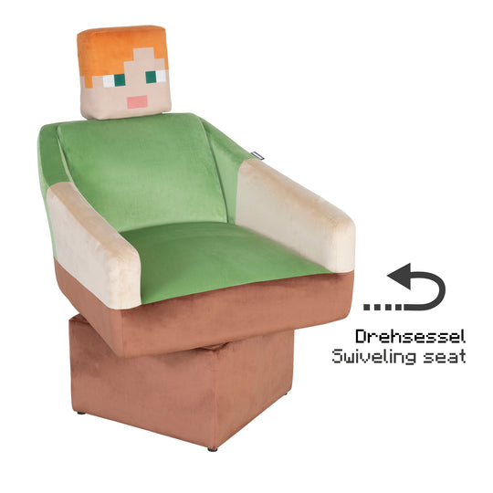 Fauteuil pivotant 'Minecraft' - Design Alex - Accoudoirs et appuie-tête - Multicolore
