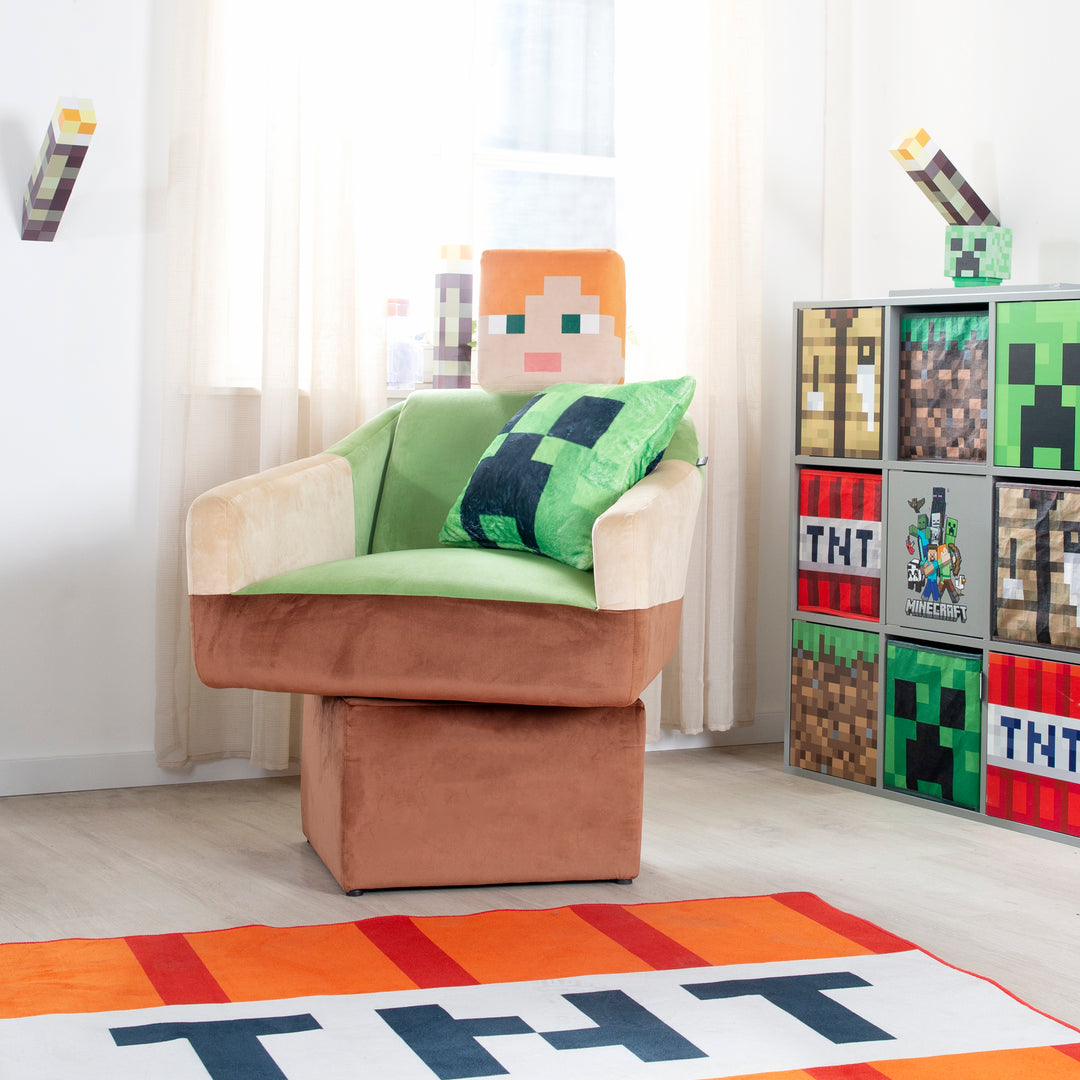 Fauteuil pivotant 'Minecraft' - Design Alex - Accoudoirs et appuie-tête - Multicolore