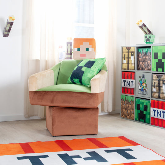 Fauteuil pivotant 'Minecraft' - Design Alex - Accoudoirs et appuie-tête - Multicolore