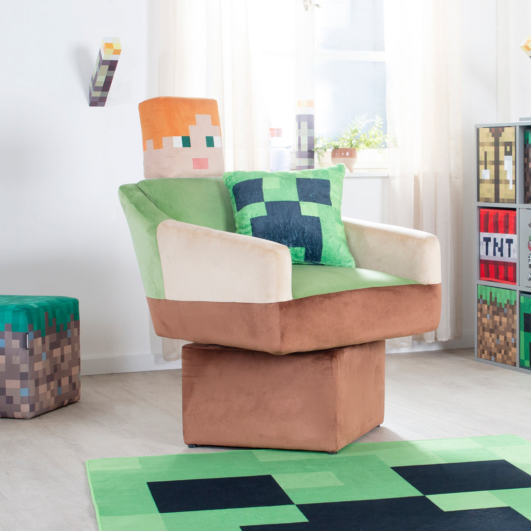 Fauteuil pivotant 'Minecraft' - Design Alex - Accoudoirs et appuie-tête - Multicolore