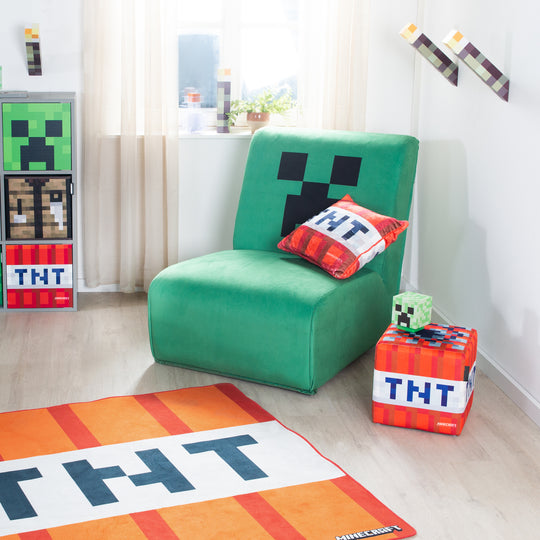 Sillón giratorio acolchado 'Minecraft' – Diseño Creeper – Verde / Negro