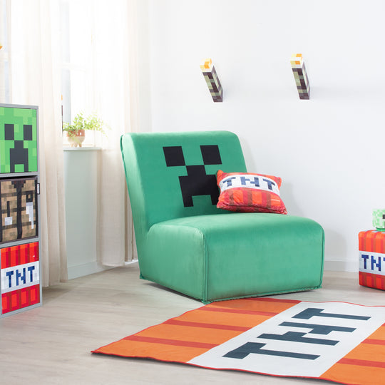Sillón giratorio acolchado 'Minecraft' – Diseño Creeper – Verde / Negro